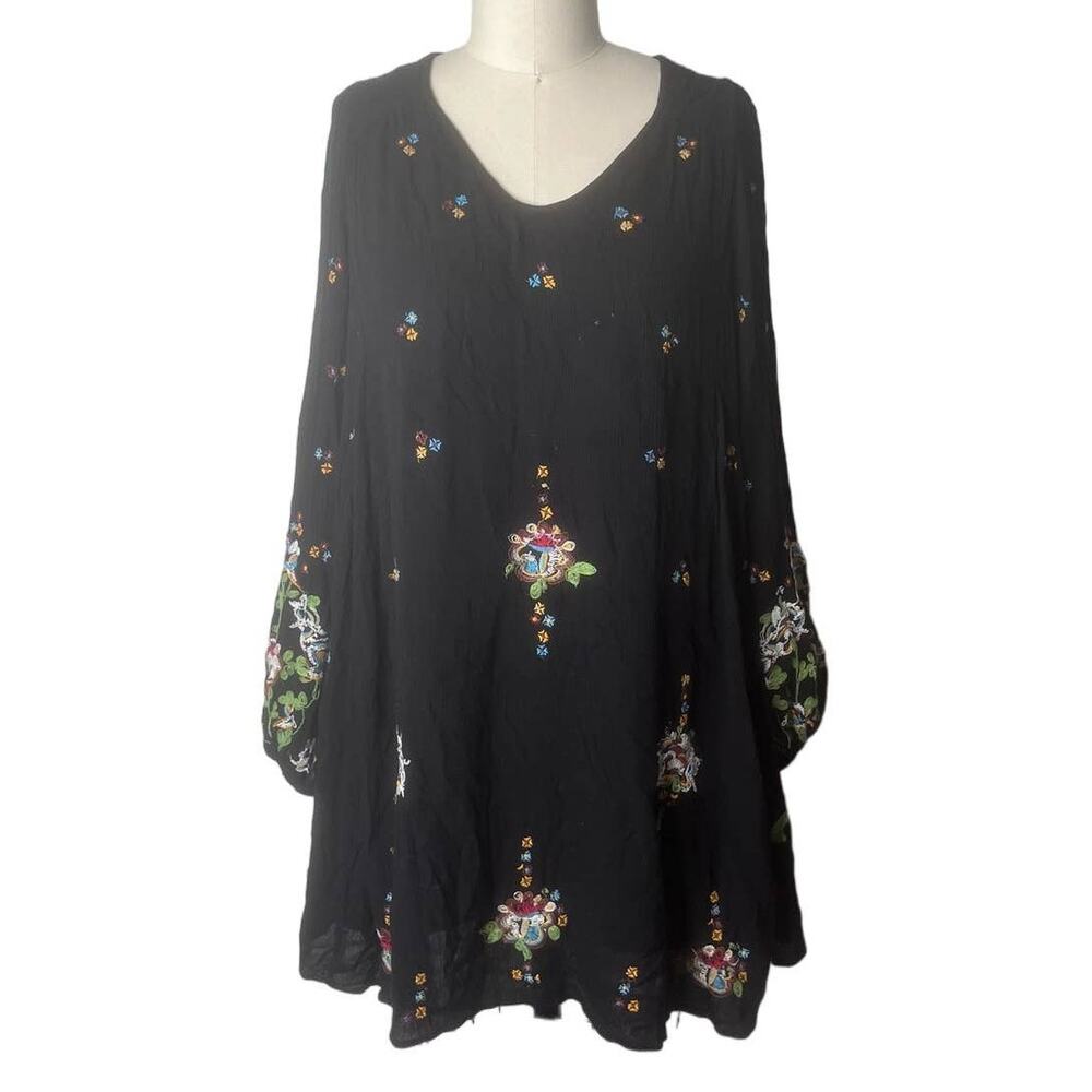 Free People Austin Embroidered Balloon Sleeve Mini Dress Size Small
